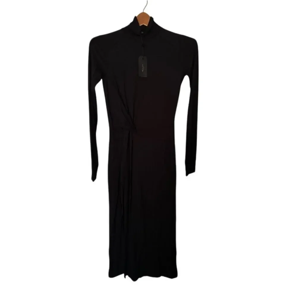 Rag & Bone NWT Black Draped Shaw Midi Dress- Size XXS - Picture 8 of 11